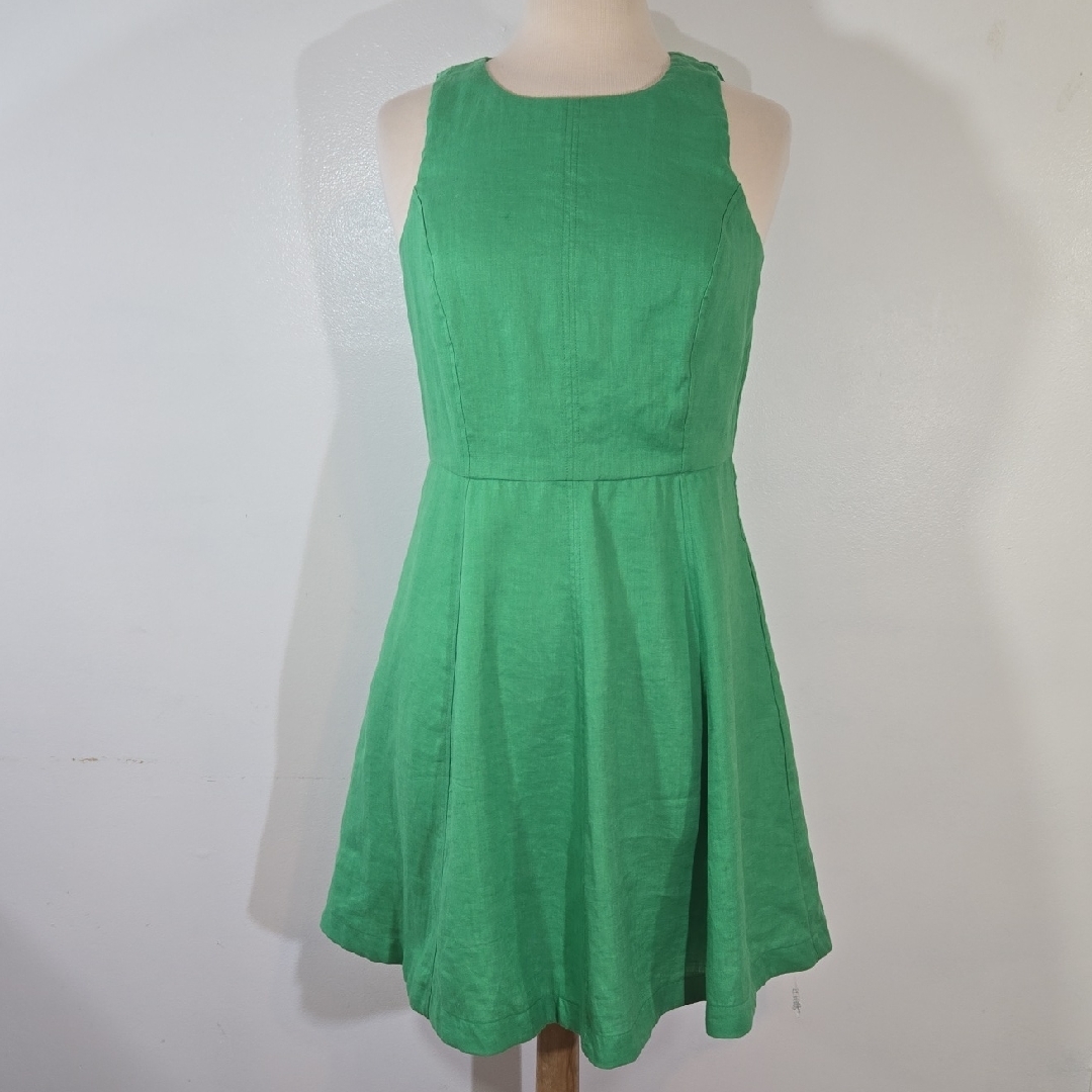 Boden Carla Kelly Green Linen Sleeveless Dress Size 4